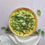 Quiche-asparagi-pisellini, Gorgonzola DOP, menta e limone